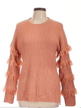 Kate & Sam Ribbed Fringe Sleeve Sweater -m